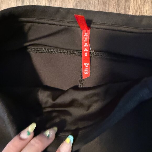 Spanx Brown Faux Suede Shaping Leggings Women’s Medium Slimming Pull On Stretch - Picture 3 of 7